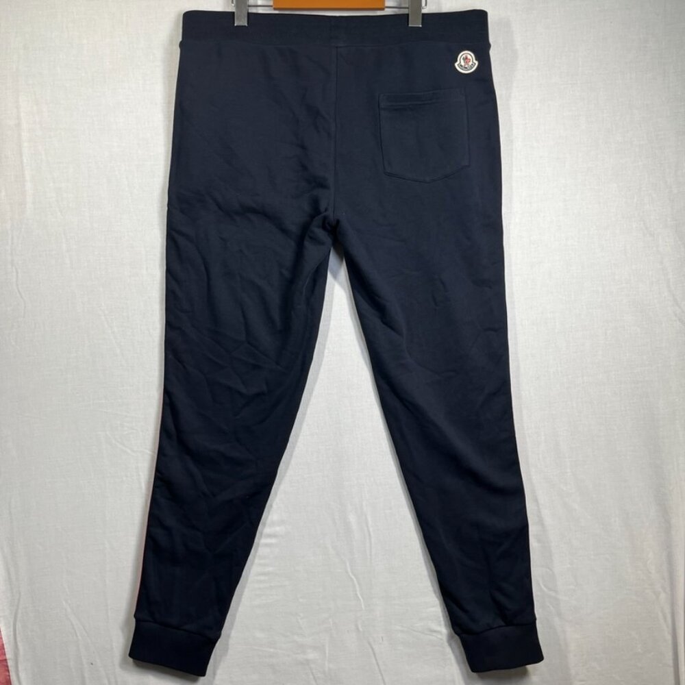 Moncler Pants Mens 2XL Navy Blue Tricolor Stripe Athletic Jogger Pantalone XXL
